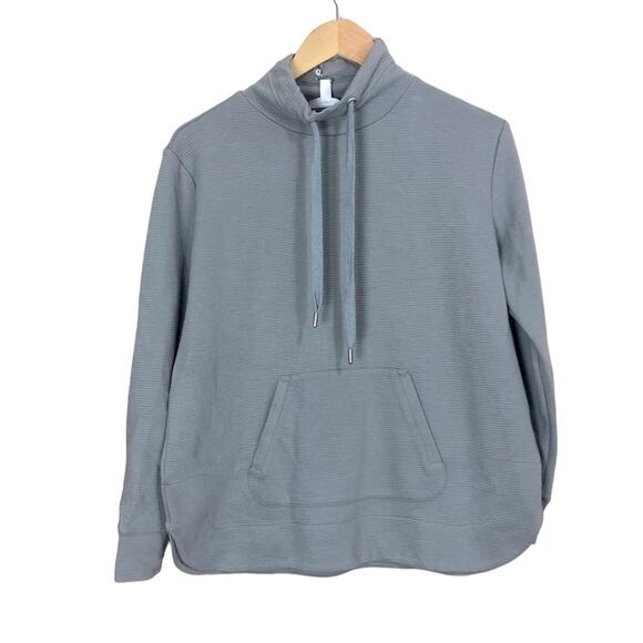 Organic-Cotton Ribbed Sweatshirt Funnel Neck Front Pocket Size XS - Picture 2 of 7